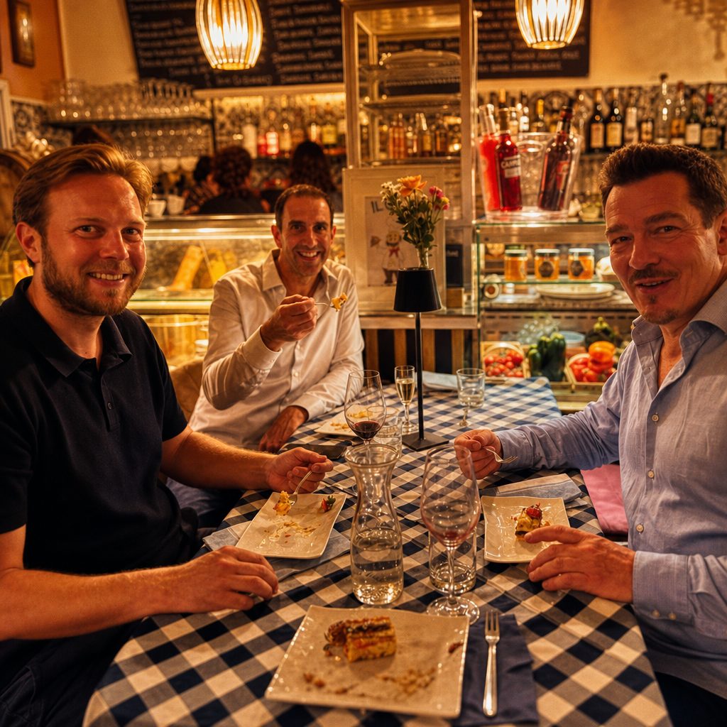 Guests sharing plates at a table at Modi Berlin